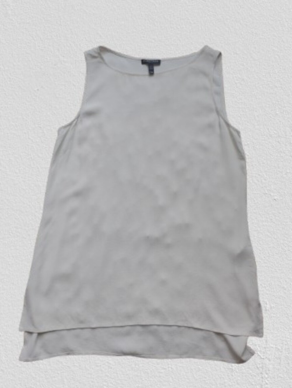 Eileen Fisher 100% Silk Bateau Neck Tank Top Off White Ivory PS Petite S